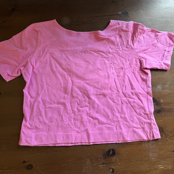 Women's Pink Cropped Top Large with Floral Patch - Picture 4 of 4